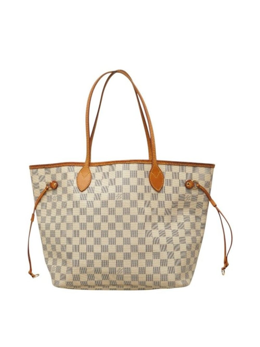 Louis Vuitton Damier Azur Neverfull MM Tote Bag White Leather